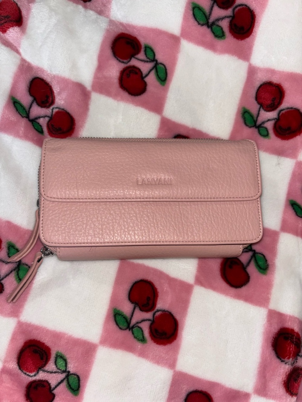 Pink Leather Crossbody Wallet - Blush Pink Women's Bag